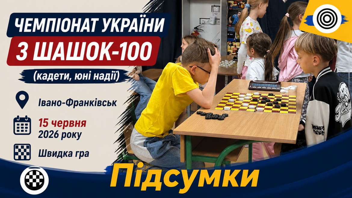 Підбито підсумки молодіжного чемпіонату України – 2026 з шашок-100 серед юнаків (швидка гра)