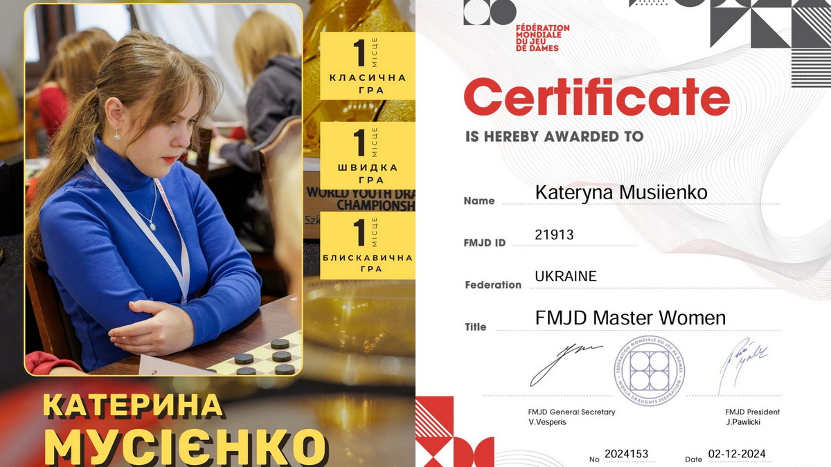 Мусієнко Катерина стала майстром FMJD